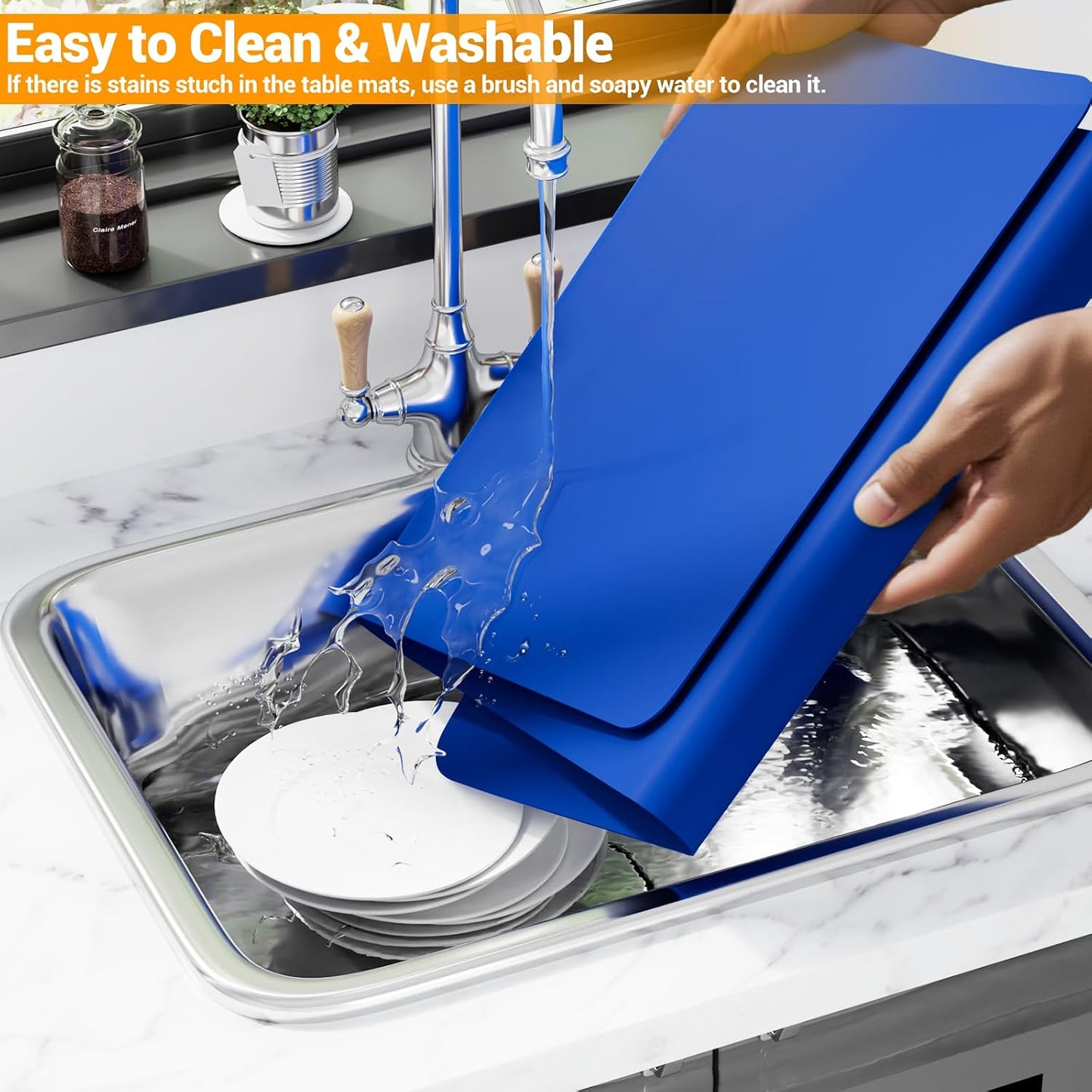 Food Grade Silicone Table Protector Mat 47x24 Inch, Heat Resistant Desk Pad for Baking/Painting/Resin/Welding, Non-Slip Waterproof Surface Easy Clean (3 Colors) (Gray)