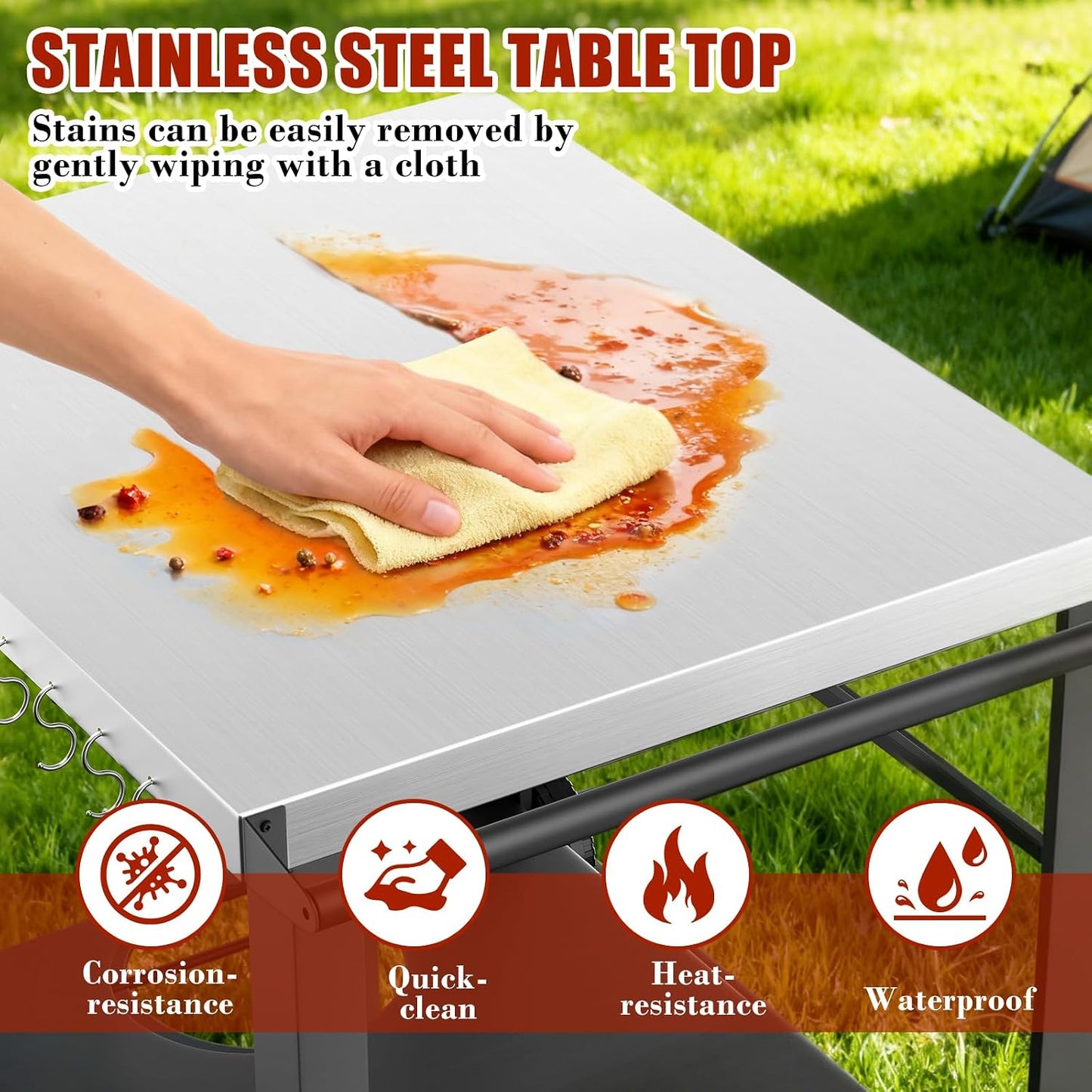 Upgraded Pizza Oven Cart Table for Ooni Koda/Karu/Fyra 16 & 12, Movable Thicken & Widen Rolling Kitchen Cart, Outdoor Grill Stand for Ninja Woodfire,Blackstone Griddle,Barbecue Tool Set