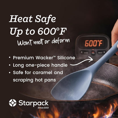 Starpack Like a Boss XL Silicone Cooking Utensils Set (6-Piece, 13.5") - LFGB Certified, 600°F Heat Resistant, BPA-Free - Heavy-Duty Steel Core, Dishwasher Safe - for Nonstick Cookware, Sage Green