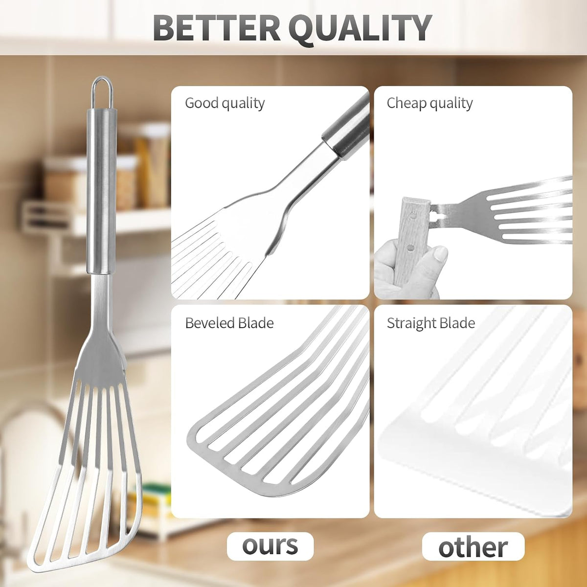 2Pack Fish Spatula Stainless Steel,Premium Fish Turner Spatula,Flexible Barbecue Turner,Metal Slotted Spatula For Flipping Fish Egg Patties Fries Pancake Steak by EGYPAMID