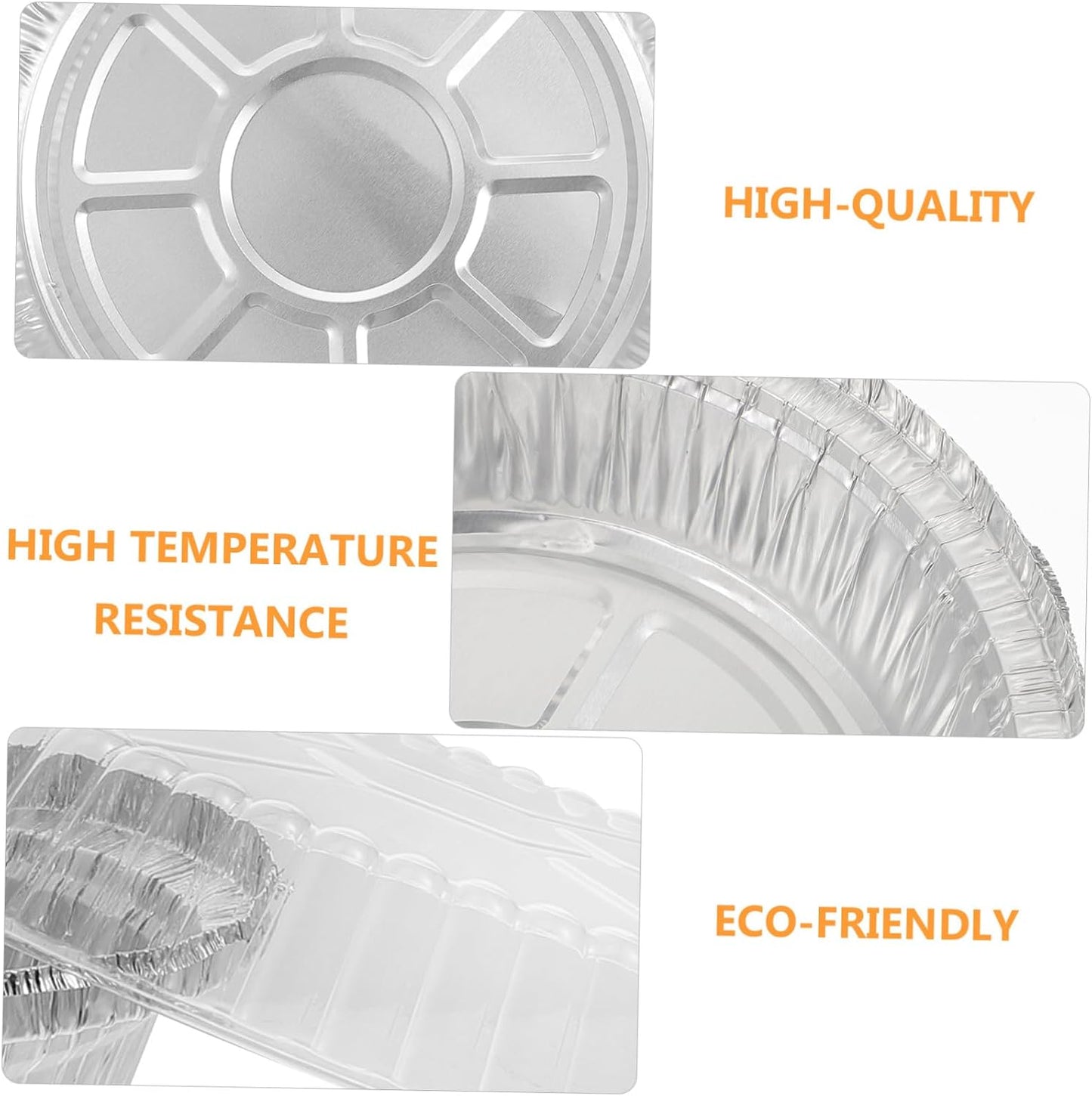 VOSAREA 50sets Aluminum Foil Pans Lids Bbq Trays for Baking and Serving Round Grill Foil Trays Pizza and Storage Containers for Meal Prep and Catering