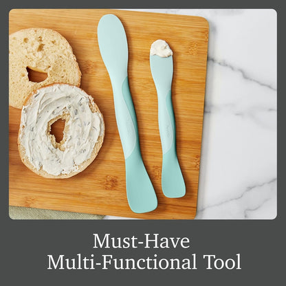 Tovolo Mini Scoop & Spread Tool for Kitchen Meal Prep Small Sandwich Spreader Spatula for Peanut Butter Jelly, Silicone BPA Free Dishwasher Safe Scooper Spreader, Aqua Seafoam Green