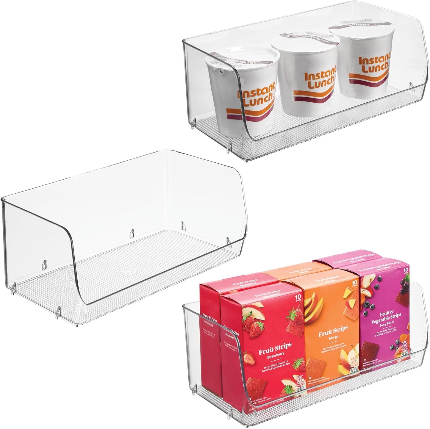 iDesign Stackable Open-Front Storage Bins for Kitchen and Pantry Organization - Set of 6 - Clear
