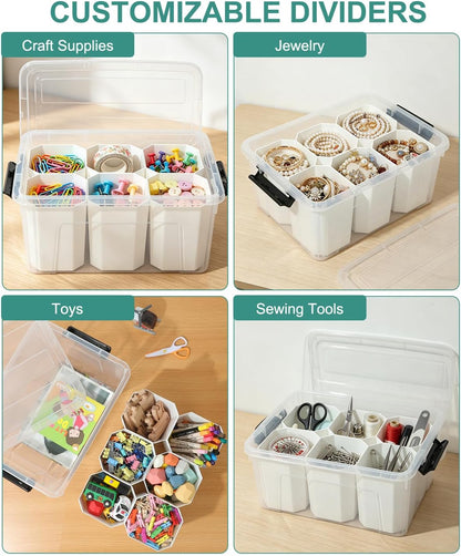 EOENVIVS Plastic Storage Bins with Lids 6 Pack, 7 Quart Storage Containers With Black Buckle Latch, Stackable Storage Organizers for Home Pantry Office Classroom Organization, Clear