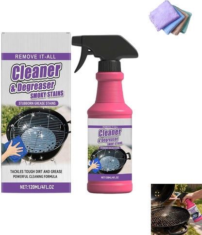 Cleaner and Degreaser for Grill, Fast-Acting Heavy-Duty Grill Degreaser Spray, BBQ Grill Cleaner for Outdoor Grills, Grease Remover for Grates, Smoky Stains and Kitchen Cleaning (3 PCS)