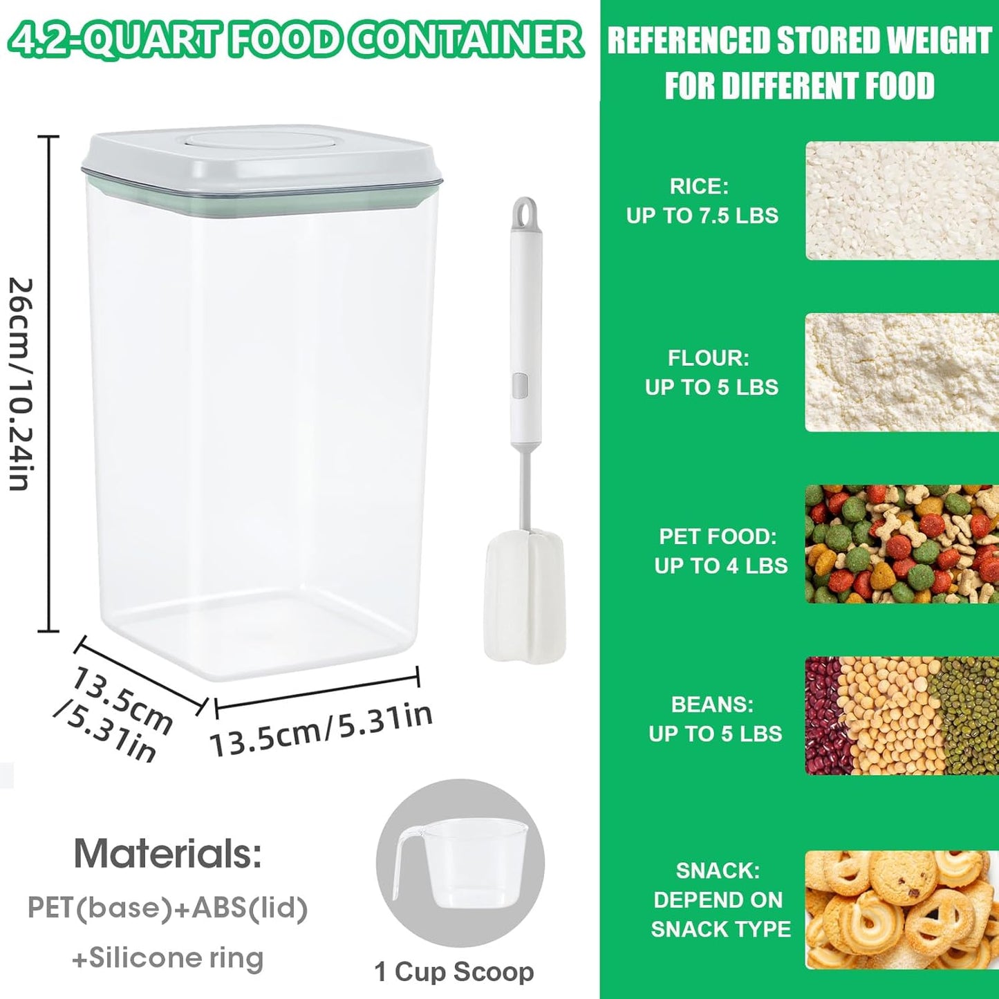 TBMAXS Rice Flour Storage Container - 6.5 Qt | 12 Lbs Crystal-Clear Plastic Food Storage Container Bin with Flip-up Lid, Dry Food Holder for Kitchen Pantry Organization and Storage