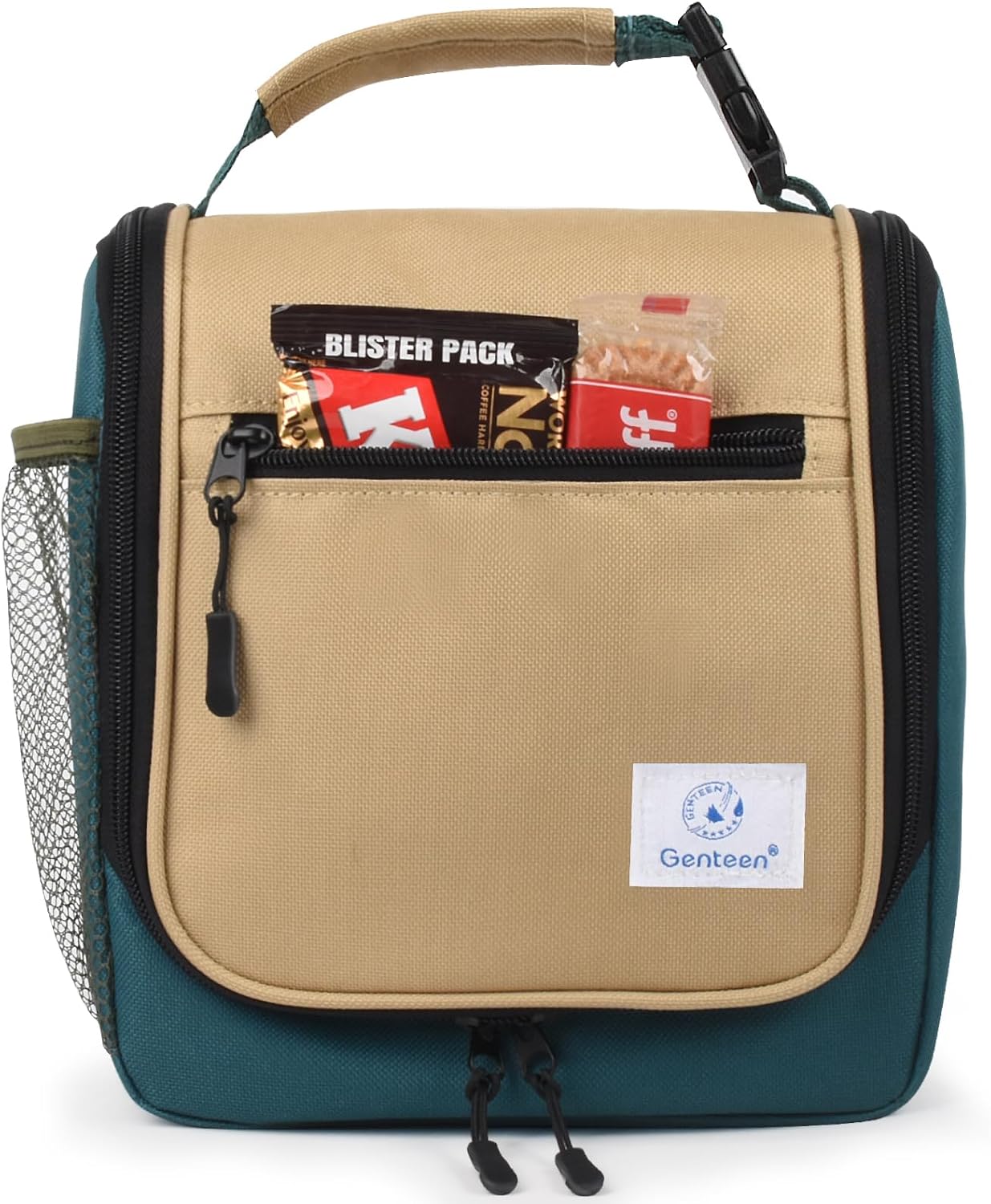 Genteen Kids Lunch Box, Insulated Lunch Bag for Kids, Toddler, Girl, and Boy; Holds Lunch Box, Water Bottle, & Snacks; Easy-Clean Water-Resistant Fabric & Multiple Zippered Pockets (Yellow Blue)