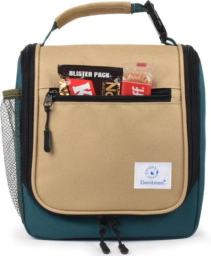 Genteen Kids Lunch Box, Insulated Lunch Bag for Kids, Toddler, Girl, and Boy; Holds Lunch Box, Water Bottle, & Snacks; Easy-Clean Water-Resistant Fabric & Multiple Zippered Pockets (Yellow Blue)