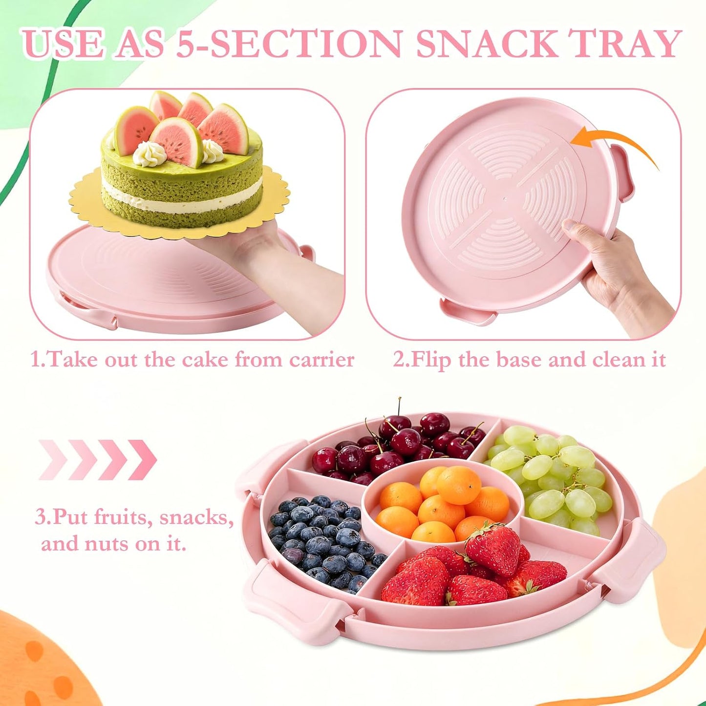 10 Inch Cake Carrier with Lid and Handle, Round Cake Container Cake Cover with 10 Inch Cake Boards & Cupcake Carrier, Portable Cake Holder with Lid for Transport Pie Nuts Fruit, Green