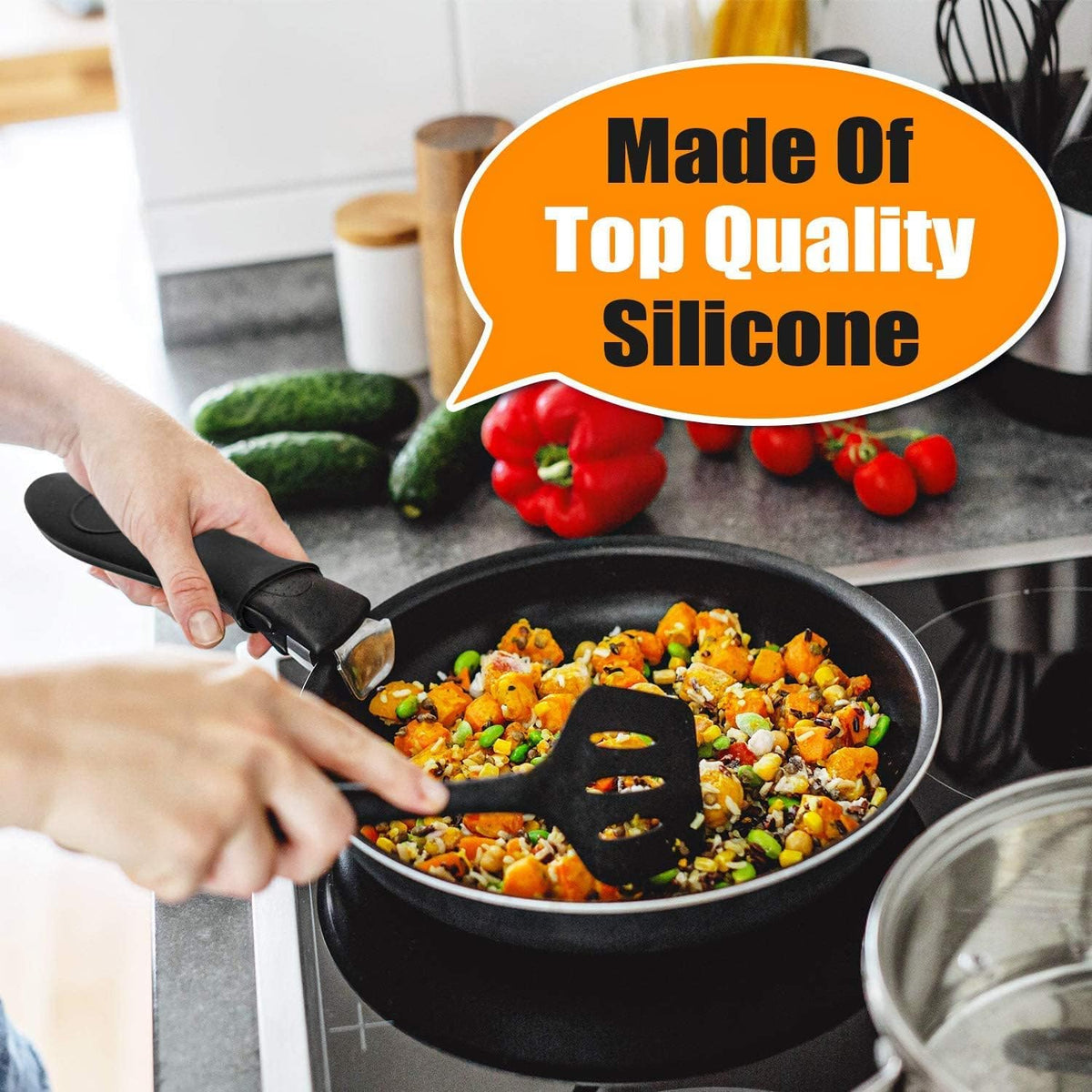 10Pcs Cast Iron Handle Cover, Silicone Pot Holders