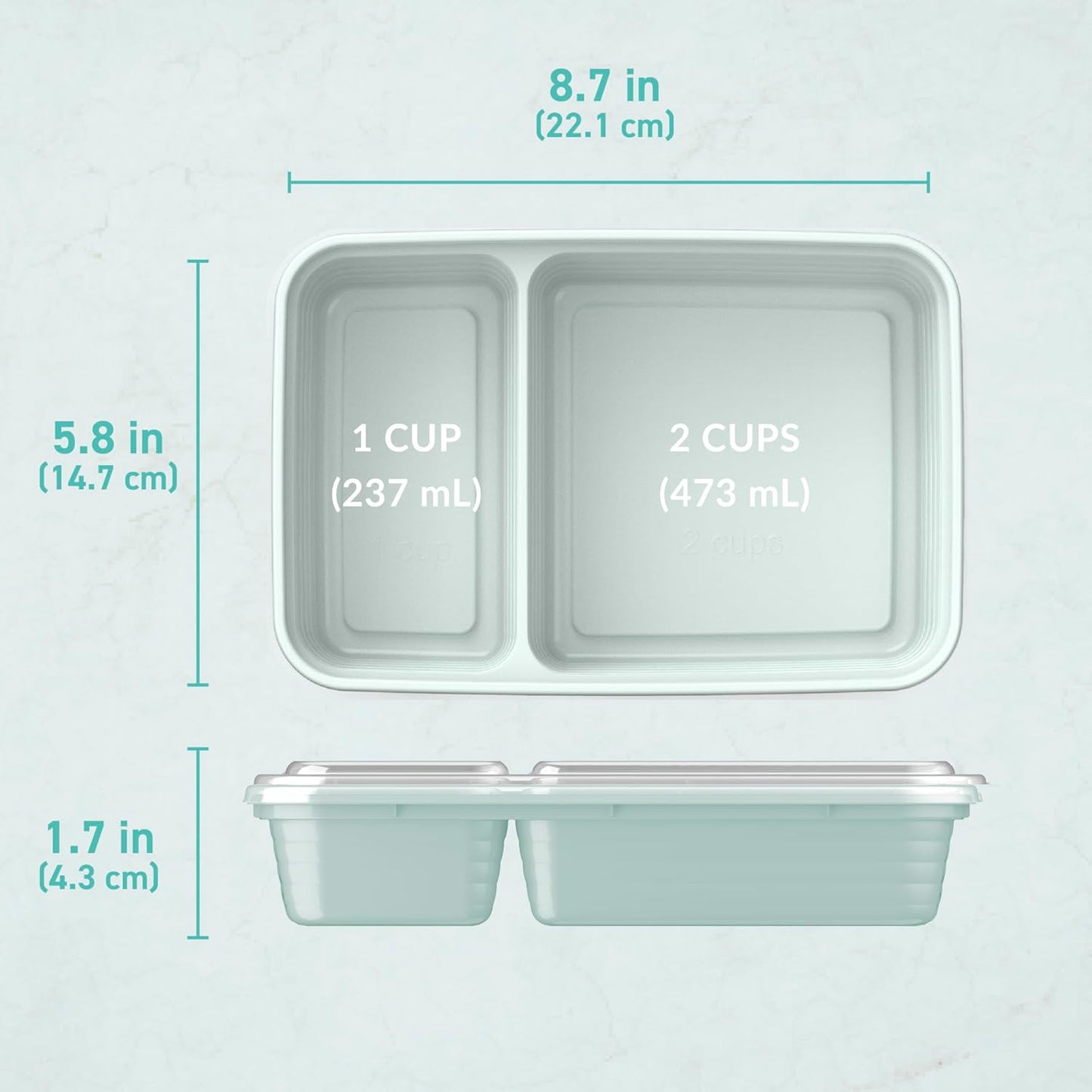 Bentgo Prep - 20-Piece 2-Compartment Reusable Meal Prep Containers with Lids, PFAS & BPA Free Materials, Durable, Microwave, Freezer, & Dishwasher Safe To Go Food Storage (Rose Gold)