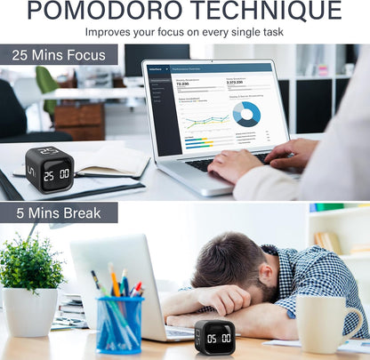 Rotating Productivity Timer 5/25/10/50, Desk Flip Timer, ADHD Tool