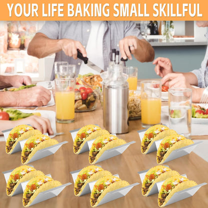 Stainless Steel Taco Holder Stand Set of 6 - Stylish Rack Holds Up to 2 Tacos Each,Stylish Taco Rack with Handles