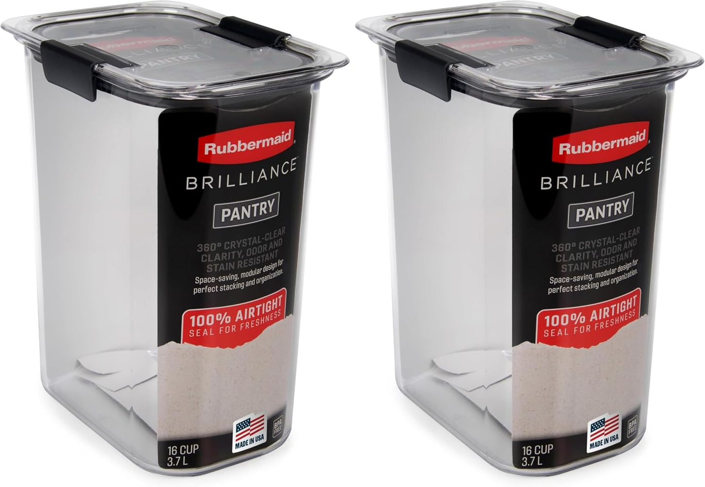 Rubbermaid Brilliance Pantry Airtight Food Storage Container, BPA-Free 7.8 Cup, Ideal for Brown Sugar - Efficient, Leak-Proof and Dishwasher-safe
