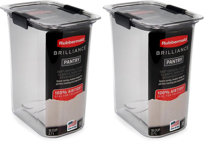 Rubbermaid Brilliance Pantry Airtight Food Storage Container, BPA-Free 7.8 Cup, Ideal for Brown Sugar - Efficient, Leak-Proof and Dishwasher-safe