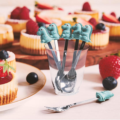 Cocktail Forks, 6-Piece Appetizer Forks, Cat Shapes, Stainless Steel and Silicone Small Forks for Fruits, Cheese, Appetizers