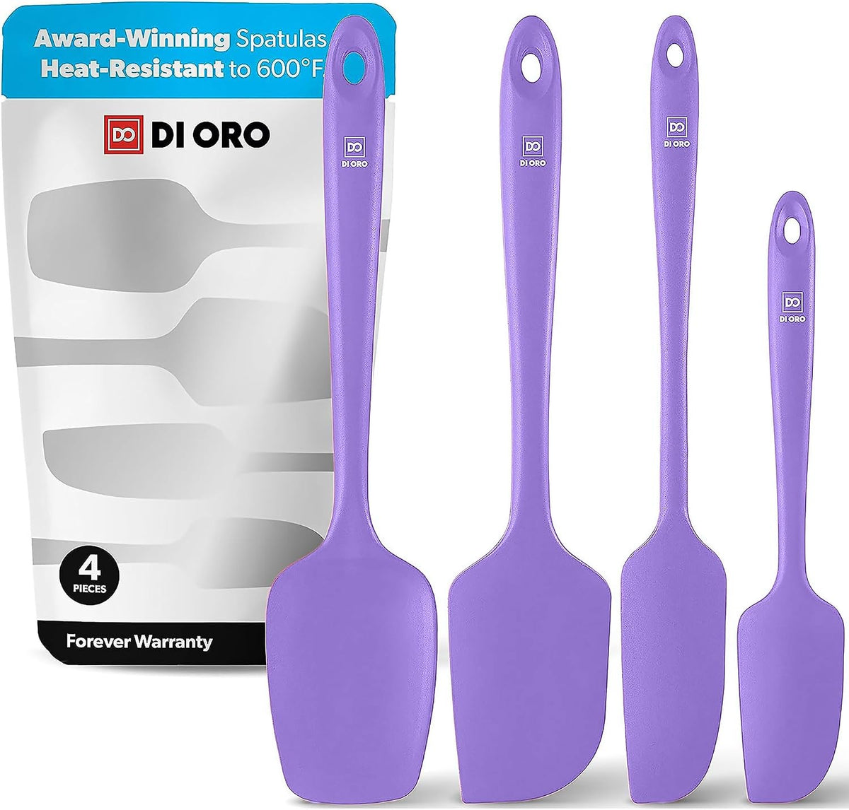 DI ORO Silicone Spatula Set - 600F Heat Resistant, 4-Pc Black
