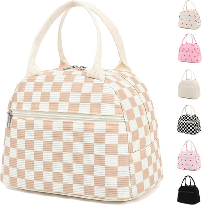 GYEUKHAM Lunch Bag Women, Lunch Box for Adult Men Kids Girls, Small Cute Lunchbox Tote Large Capacity Insulated Lunch Container Cooler for Work School Picnic Travel, Black White Stripes