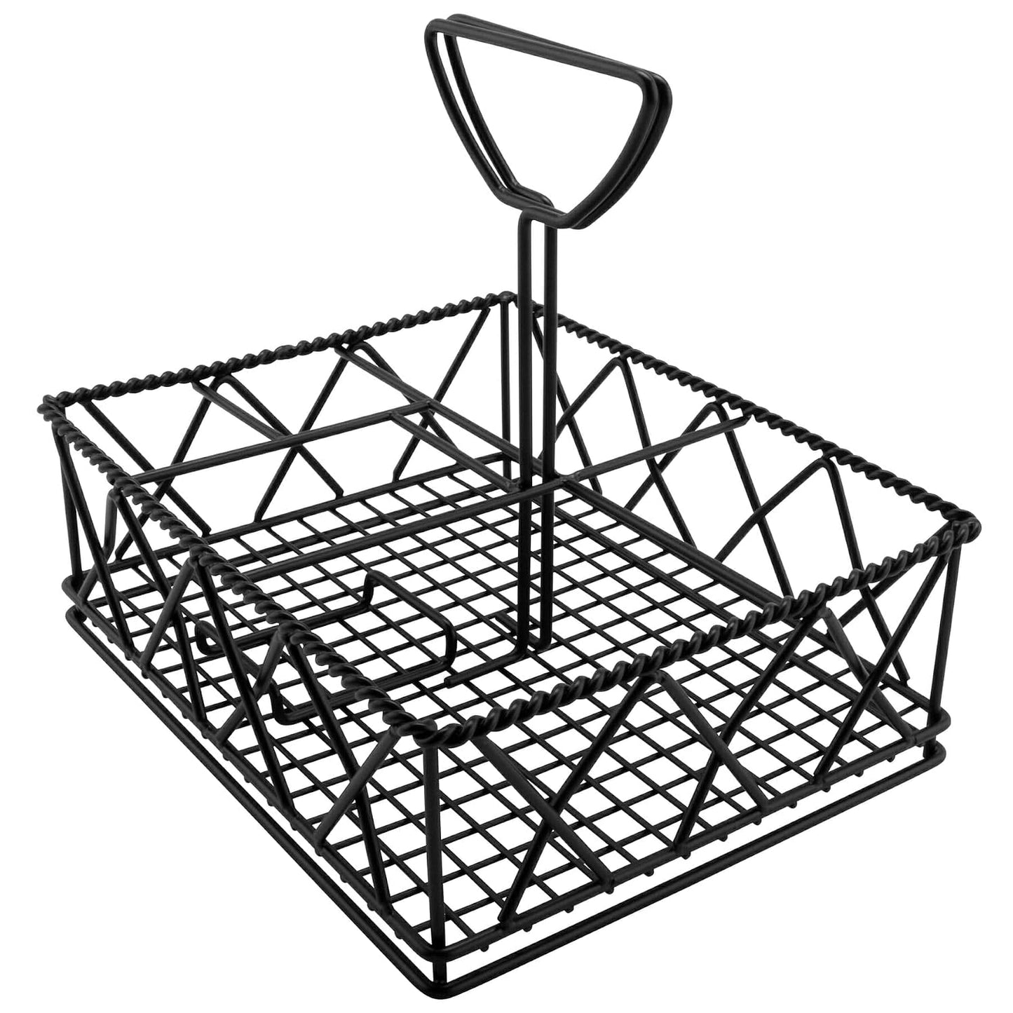 GET 4-931832 Black Metal Five Compartment Condiment Caddy Iron Powder Coated Table Caddies Collection, 9" x 7" (Pack of 12)