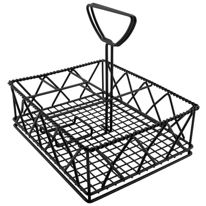 GET 4-931832 Black Metal Five Compartment Condiment Caddy Iron Powder Coated Table Caddies Collection, 9" x 7" (Pack of 12)