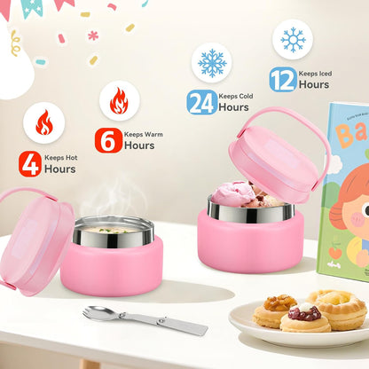 Lunch Box Kids, Leak Proof 5 Compartment Bento Box for Kids, 13oz Thermo for Hot Food Kids Lunch Box,Hot Lunch Box for School Travel