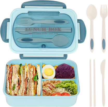 NatraProw Bento Box for Adult, 1200 ML Lunch Containers, LeakProof Lunch Box with Utensils, BPA Free, 3 Compartment Bento Box Microwave Safe, Khaki