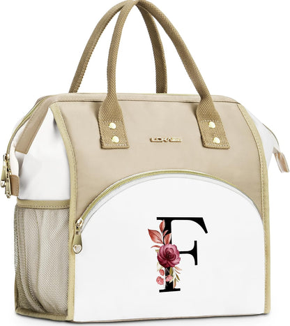 Initial Lunch Bag Women, Cooler Insulated Lunch Bag for Girls, Large Adult Leakproof Lunch Box for Picnic Work, Personalized Tote Bag, Birthday Gifts/Mothers Day Gifts, Letter K.