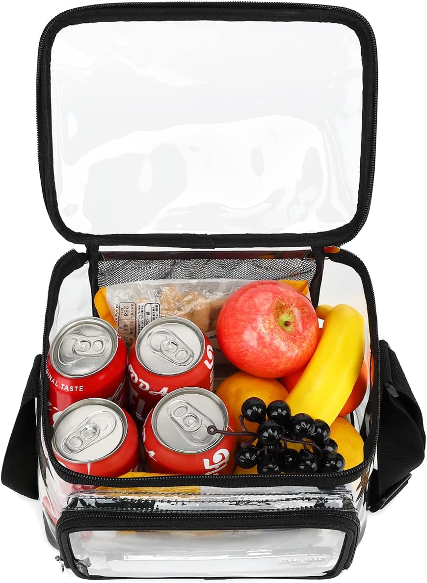 FlowFly Insulated Reusable Lunch Bag Adult Large Lunch Box for Women and Men with Adjustable Shoulder Strap,Front Zipper Pocket and Dual Large Mesh Side Pockets,Cherry - Colors B