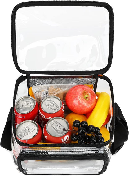 FlowFly Insulated Reusable Lunch Bag Adult Large Lunch Box for Women and Men with Adjustable Shoulder Strap,Front Zipper Pocket and Dual Large Mesh Side Pockets,Cherry - Colors B