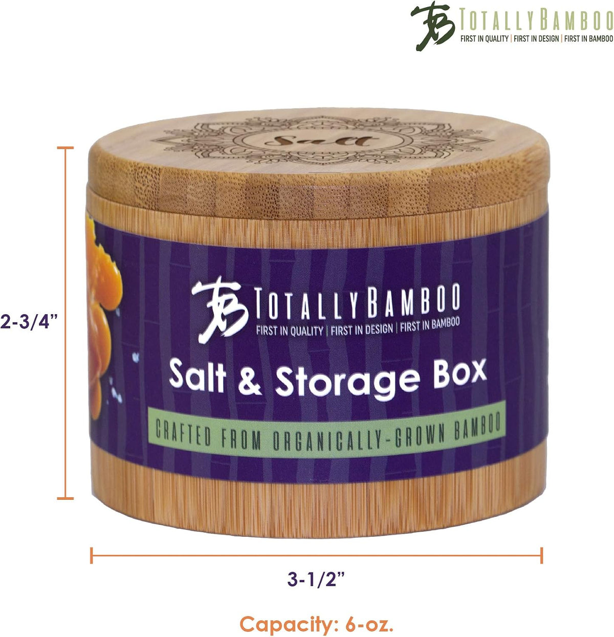 Totally Bamboo Salt Cellar with Swivel Lid, Salt Container for Countertop