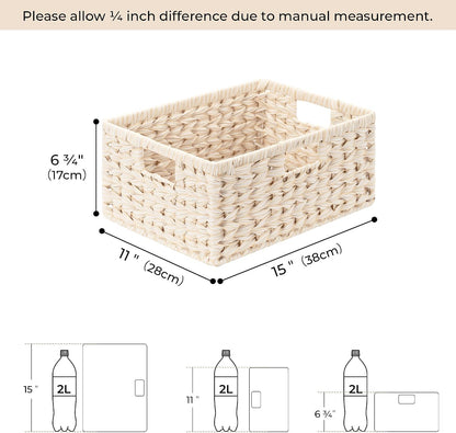 GRANNY SAYS Wicker Storage Baskets for Shelves, Water Hyacinth Basket with Scalloped Edge, Storage Wicker Baskets for Pantry, Large, 2-Pack