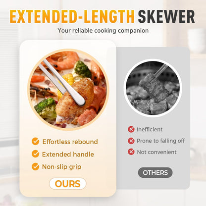 Non-Slip Kitchen Tweezers - 2 PCS Cooking Tweezers Fine Tweezer Tongs, Extra-Long Stainless Steel Kitchen Tweezer for Grilling, Serving, Frying, Plating, Food Preparation (10-Inch)