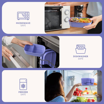 Modern Adult Lunch Box, Stackable Lunch Containers, Minimalist Design Bento Box with Utensil Set - Leak-Proof for Dining Out, Work, School, Picnic