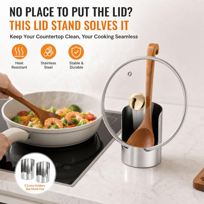 2 Pcs Multi-Functional Kitchen Utensil Holder, Pot Lid & Spoon Rack