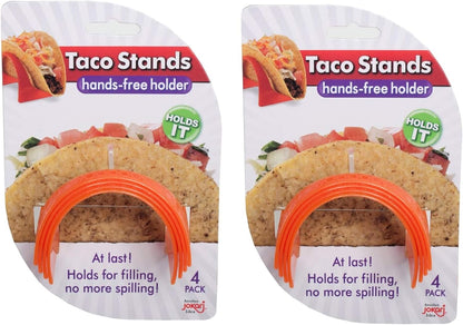Taco Holder (8 pack) - Stand for Tacos, Soft & Hard Shells for Fill & Serve Without Mess, Plastic Server Set, Dishwasher Safe and Best for Kids, BBQ or a Party - Filling & Serving Rack, by Jokari
