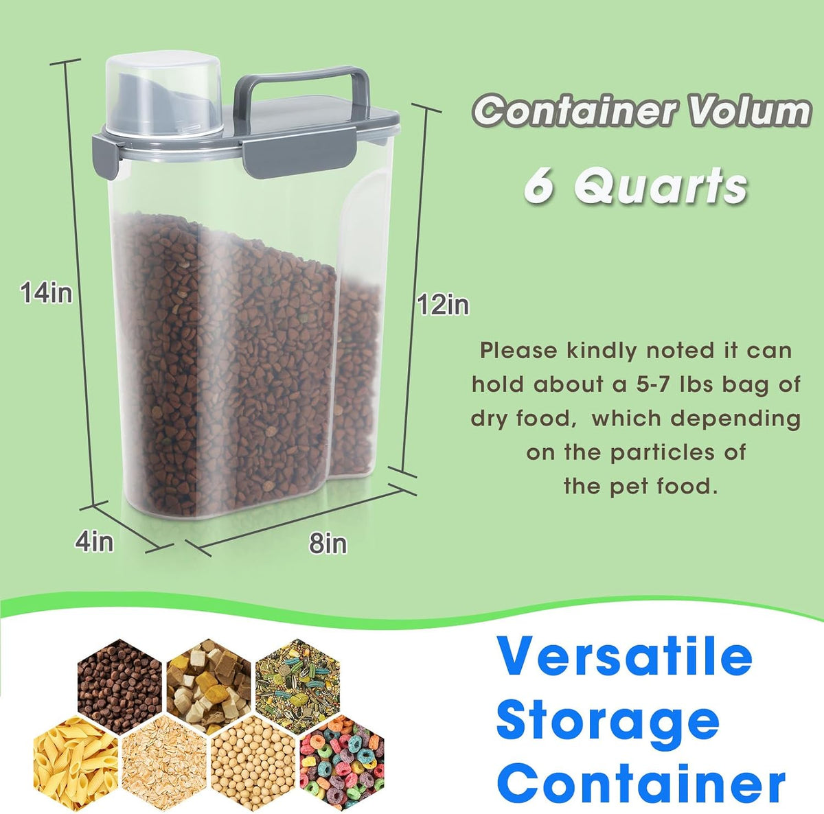TBMax 10 Lbs Cat Dog Food Storage Container, 2026 Upgraded Large Pouring Container for Pet Food Storage, Bird Seed Dispenser, Portable Travel Kibble Holder -Dark Green