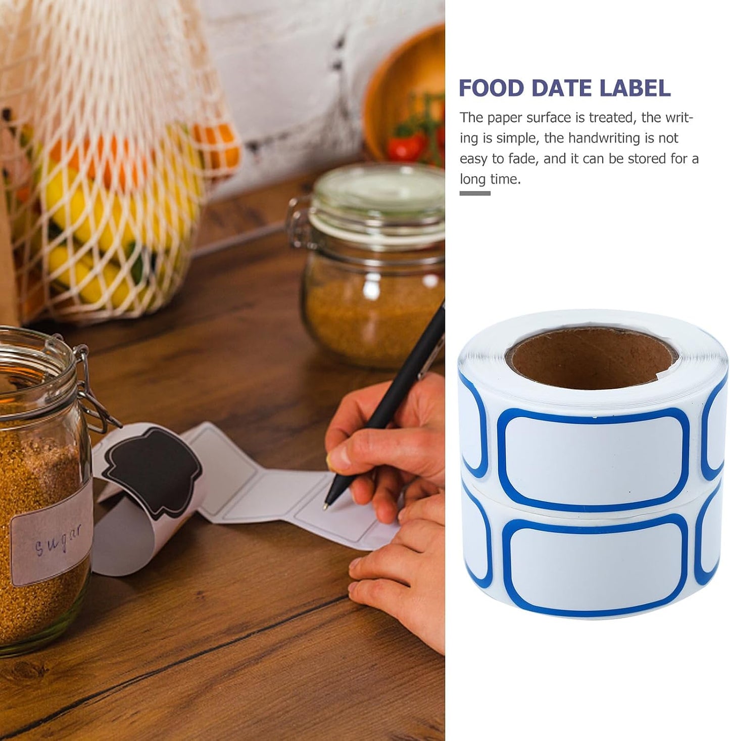 VILLCASE 6 Rolls Date Label Stickers for Food Storage Containers Removable Message Labels with Easy-Peel Paper Surface Non-Residue Date Decals for Kitchen Refrigerator Freezer Organization