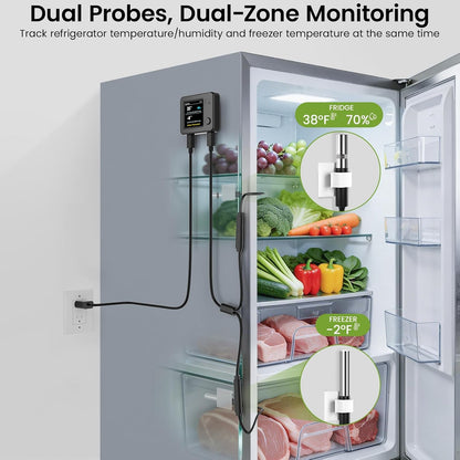 MOCREO WiFi Fridge Thermometer Hygrometer, Dual Probe, Remote Freeze Alerts
