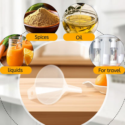6 Pack Small Plastic Funnel for Filling Bottles,2.56 Inch Clear Wide Mouth Plastic Funnel for Filling Water Powder Essential Oils, Perfume,Kitchen Bath Garage Use (Wide Mouth)