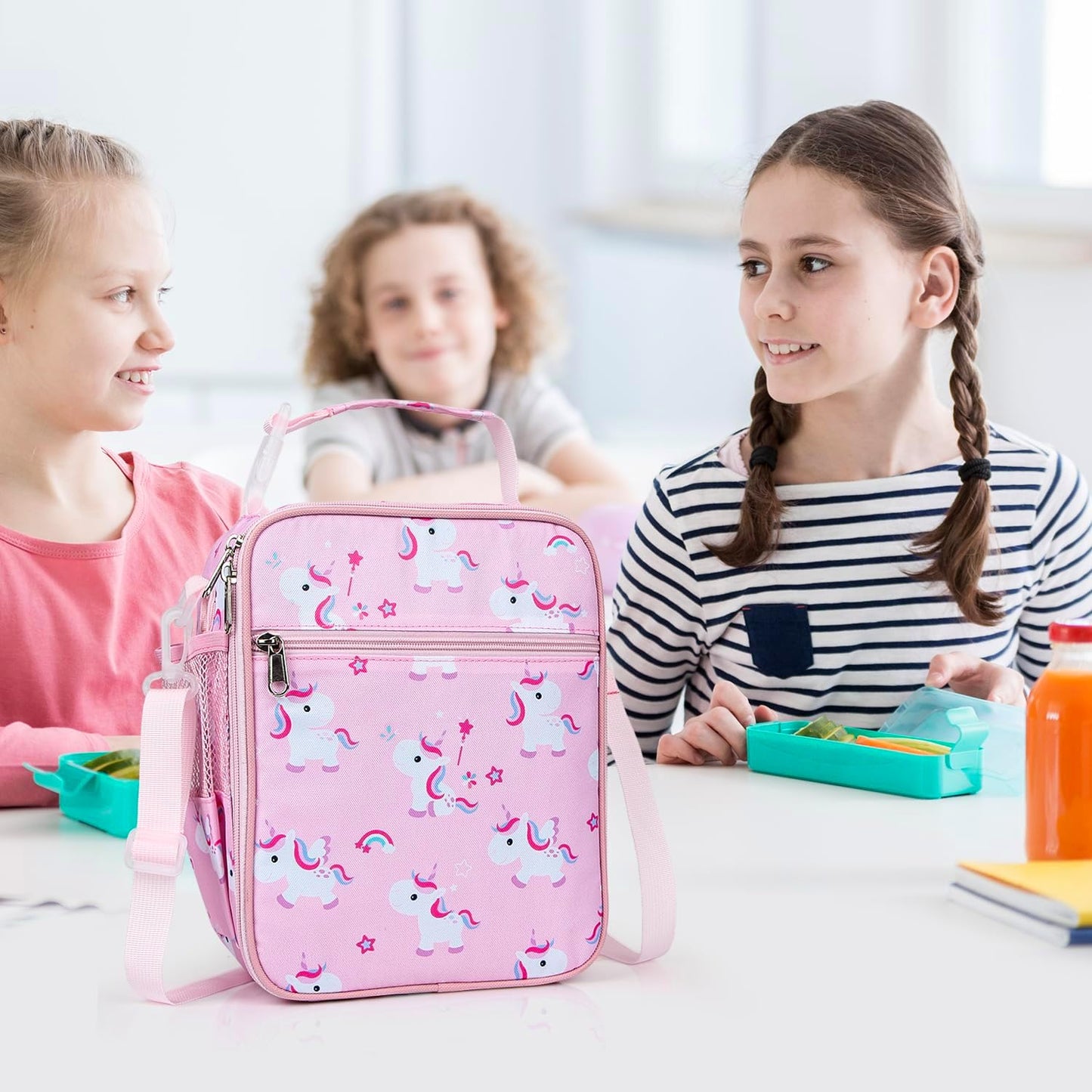 Kids Insulated Lunch Box Bag, Thermal Picnic Cool Bags with Adjustable Strap for Adults Children Women Men Boys Girls School Work (CAM-Blue)