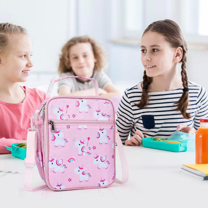 Kids Insulated Lunch Box Bag, Thermal Picnic Cool Bags with Adjustable Strap for Adults Children Women Men Boys Girls School Work (CAM-Blue)