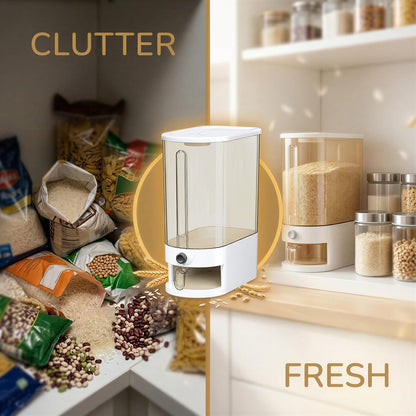 22-25Lbs Rice Dispenser, Large Rice Storage Container Cereal Dispenser Rice Holder Food Storage Container with Measuring Cup, One-Touch Sealed Moisture Food Dispenser for Kitchen and Household