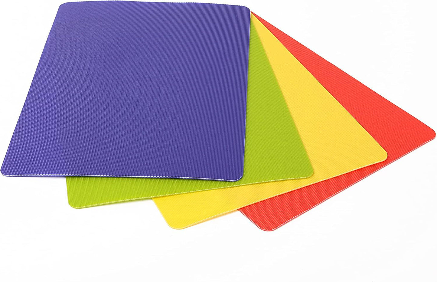 Dexas Heavy Duty Cutting Board Grippmat, Flexible Cutting Boards for Kitchen, Set of 4, Non Slip Plastic Board Cutting Mat 11.5 by 14 Inches Gray, Red, White and Green Set, Kitchen Gadgets