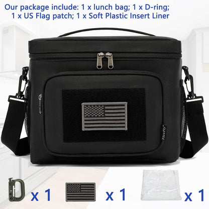 FlowFly Lunch Bag, Insulated Cooler, Thermal Lunch Box Tote with MOLLE/PALS Webbing, Adjustable Padded Shoulder Strap, for Tactical Men Women Adults and Boys Girls Kids (Cyan, Medium)