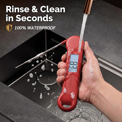 0.5 Sec Instant Read Meat Thermometer Digital for Outdoor Fryer, Black