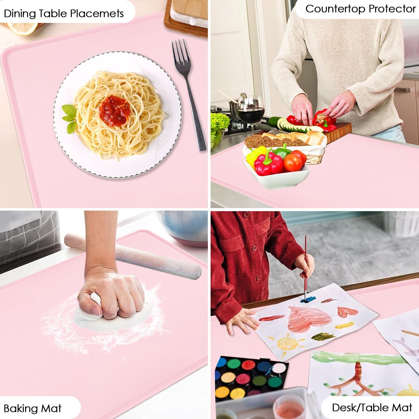Extra Large Silicone Mat, 31.5x23.6 Inch Heat Resistant Mat for Kitchen Counter, Non Stick Silicone Baking Mat for Dough and Pastry, Thick Silicone placement Countertop Protector, Black countertop mat