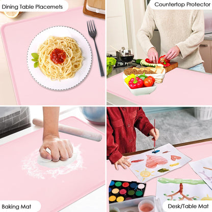 Extra Large Silicone Mat, 31.5x23.6 Inch Heat Resistant Mat for Kitchen Counter, Non Stick Silicone Baking Mat for Dough and Pastry, Thick Silicone placement Countertop Protector, Black countertop mat