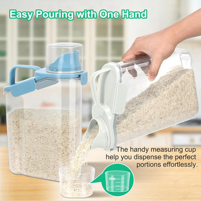 TBMax 2 Pack Airtight Rice Container 5 Lbs +10 Lbs, Cereal Container Oatmeal Storage with Easy-pouring Spout & Handy Cup for Flour Grain Beans, Pet Dog Cat Bird Food Storage Dispenser -Pink