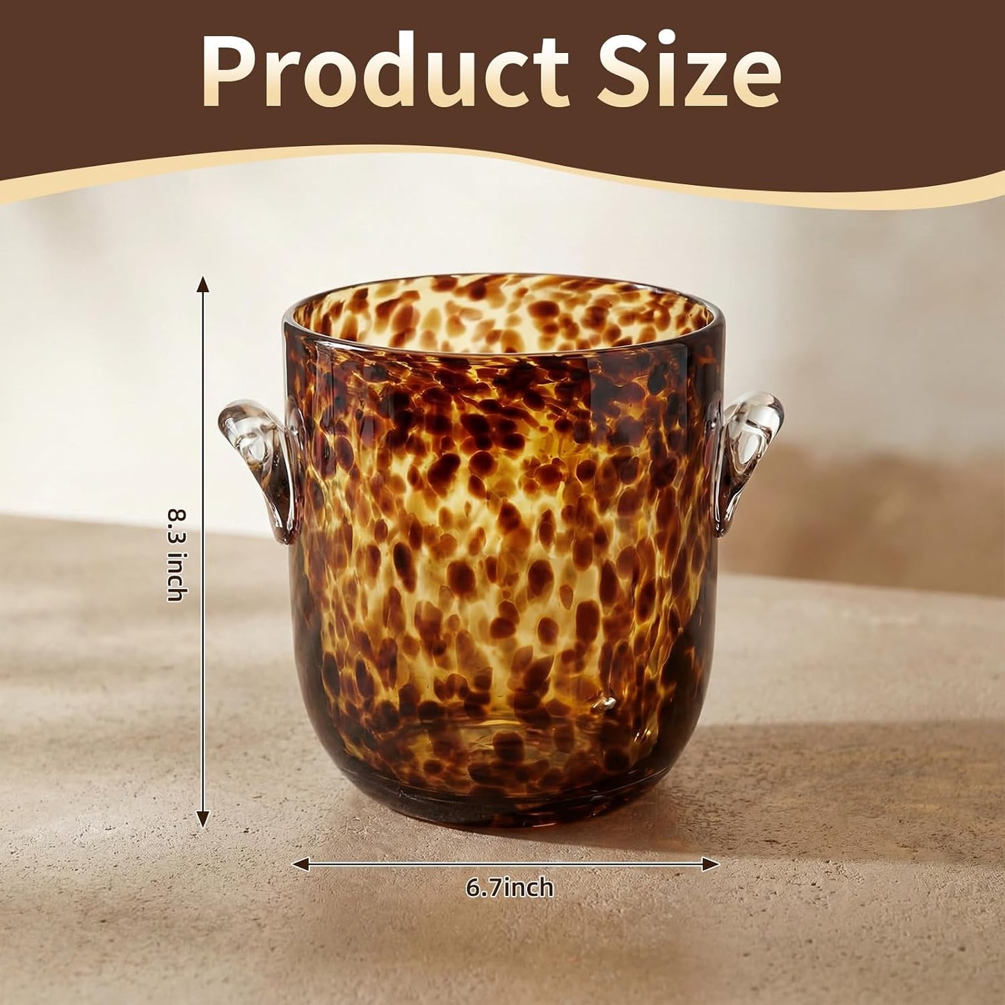 Remerry 1 Pcs Tortoise Pattern Ice Bucket Glass 6.6 Inch Diameter Chiller Beverage Tub Cocktail Home Bar Accessories, Wine, Beer Ice Bucket for Drinks and Parties, Champagne Drink Cooler