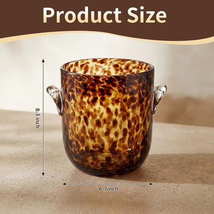 Remerry 1 Pcs Tortoise Pattern Ice Bucket Glass 6.6 Inch Diameter Chiller Beverage Tub Cocktail Home Bar Accessories, Wine, Beer Ice Bucket for Drinks and Parties, Champagne Drink Cooler